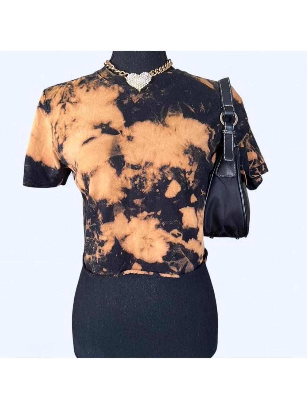 grunge y2k bleach tie dye fairycore baby tee size small 🖤